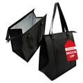 Portable Foldable Non-Woven Thermal Insulation Lunch Cooler Bag with Zipper Solar Panel Feature for Grocery or Food Storage
