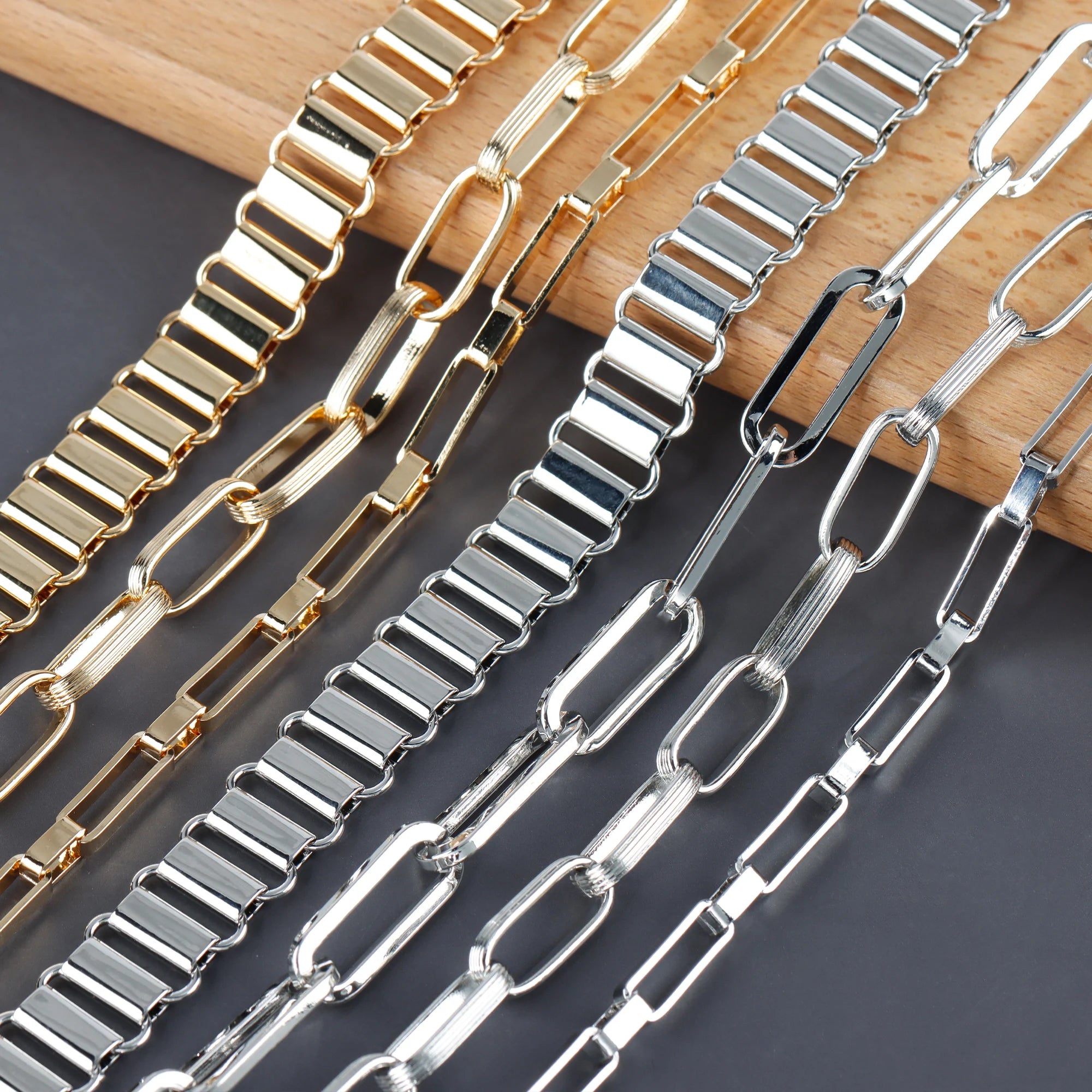 C203 1M/Lot DIY Chain for Jewelry Making Wholesale Nickel-Free 18K Gold Rhodium Plated Copper Charm Bracelet Necklace Pass REACH