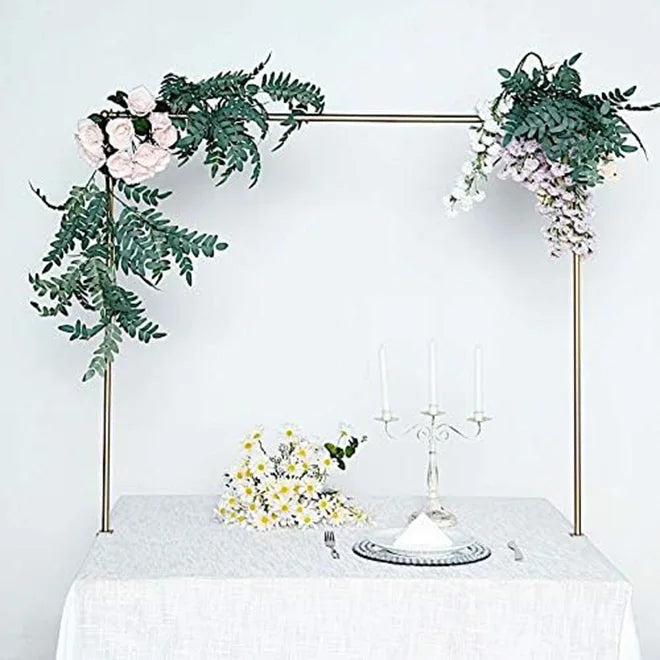HOT Gold Adjustable Over the Table Rod Stand Metal Table Flower Arch for Weddings Showers Party Centerpiece Decorations