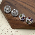 Lucky Metal with Zircon Crystal Button Flower Shape Eco-friendly High Shine Zircon Button for Coat Sweater
