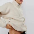 Women's Winter Solid Hooded Half-Zip Breathable Eco-Friendly 100% Polyester Loose Fit Sweatshirt 2024 Cheap Wholesale Price