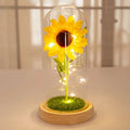 Valentine's Day LED Lamp Bouquet with Creative Glass Cover and Simulated Sunflower Decoration Cloth Material Unique Gift Idea
