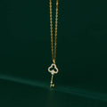 Fashion Minimalist Jewelry 925 Sterling Silver Key Diamond Zircon Pendant Gold Plated Necklaces for Women