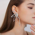 Exaggerate Hollow Big Butterfly Stud Earring for Women Crystal Angel Wing Pendant Ear Statement Jewelry