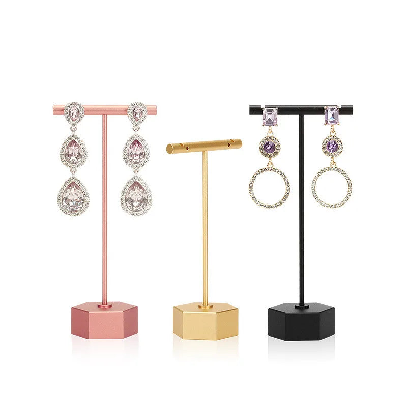 High Quality Metal T-shape Earrings Display Rack Golden Silver Black Earrings Showcase Display Stand