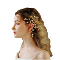 Handmade Crystal Beads Elves Fairy Ear Cuff Earrings Retro No Piercing Gold Leaf Clip on Earrings for Women Trendy Gold Plated