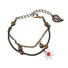Fashion Multi-layer Daisy Pendants Leather Bracelet Charm Women Men Gift KIB118