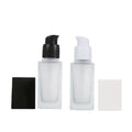 Square Frost Glass Bottle Thick Bottom 15ML 20ML 30ML 40ML Empty Black Cap Cosmetics Emulsion Serum Packaging Lotion Pump Bottle