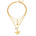 Fine Jewelry Ocean Travel Stainless Steel Shell Starfish Pendent Necklace Women