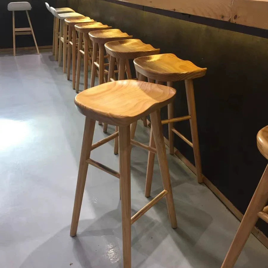 Promotion Scandinavian Original Wood Restaurant Chairs Solid Wood Wooden Chair for bar Counter Home Use MegaBDM