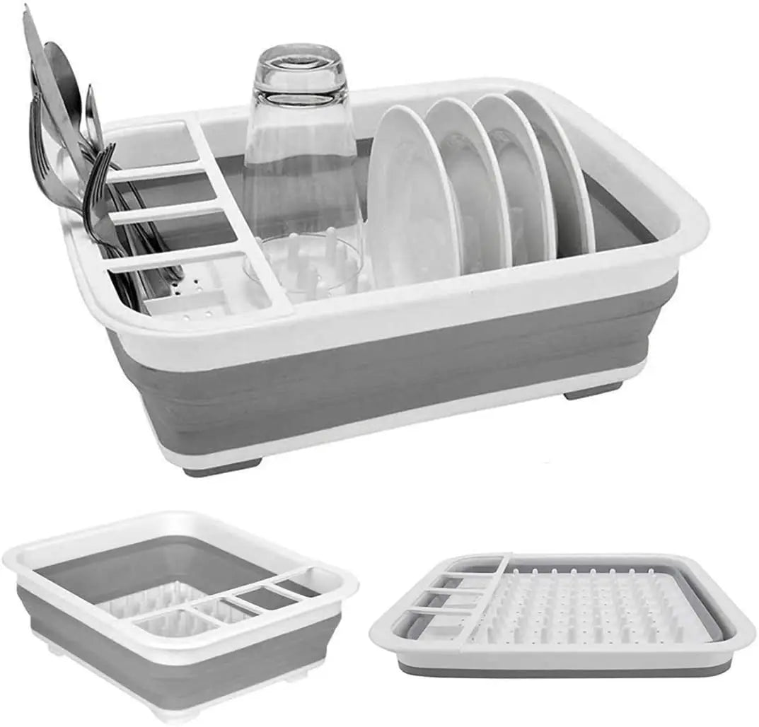 Collapsible Dish Drying Rack  Collapse for Easy Storage Drain Water Directly Into the Sink Compact and Portable