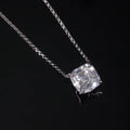 AN119 Abding Minimalist Rhodium Plated Iced Asscher Cut 10x10MM Cubic Zirconia Diamond 925 Silver Solitaire CZ Pendant Necklace