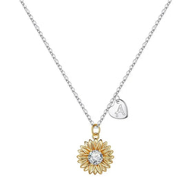 Wholesale Custom Initial Heart Necklace Sterling Silver S925 Necklace Sunflower 18k Gold Necklace for Women Gift
