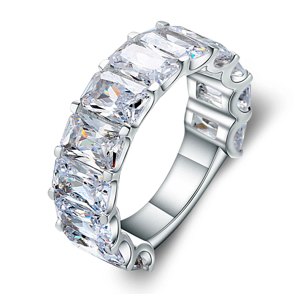 Abiding Fine Jewelry White Cubic Zirconia Luxury Engagement 925 Sterling Silver Stacking Rings Wedding Bands for Women