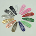 5.0cm Colorful Tear Drop Metal Snap Hair Clips With Round Hole Plain BB Hairpins Kids Boutique Hair Accessories