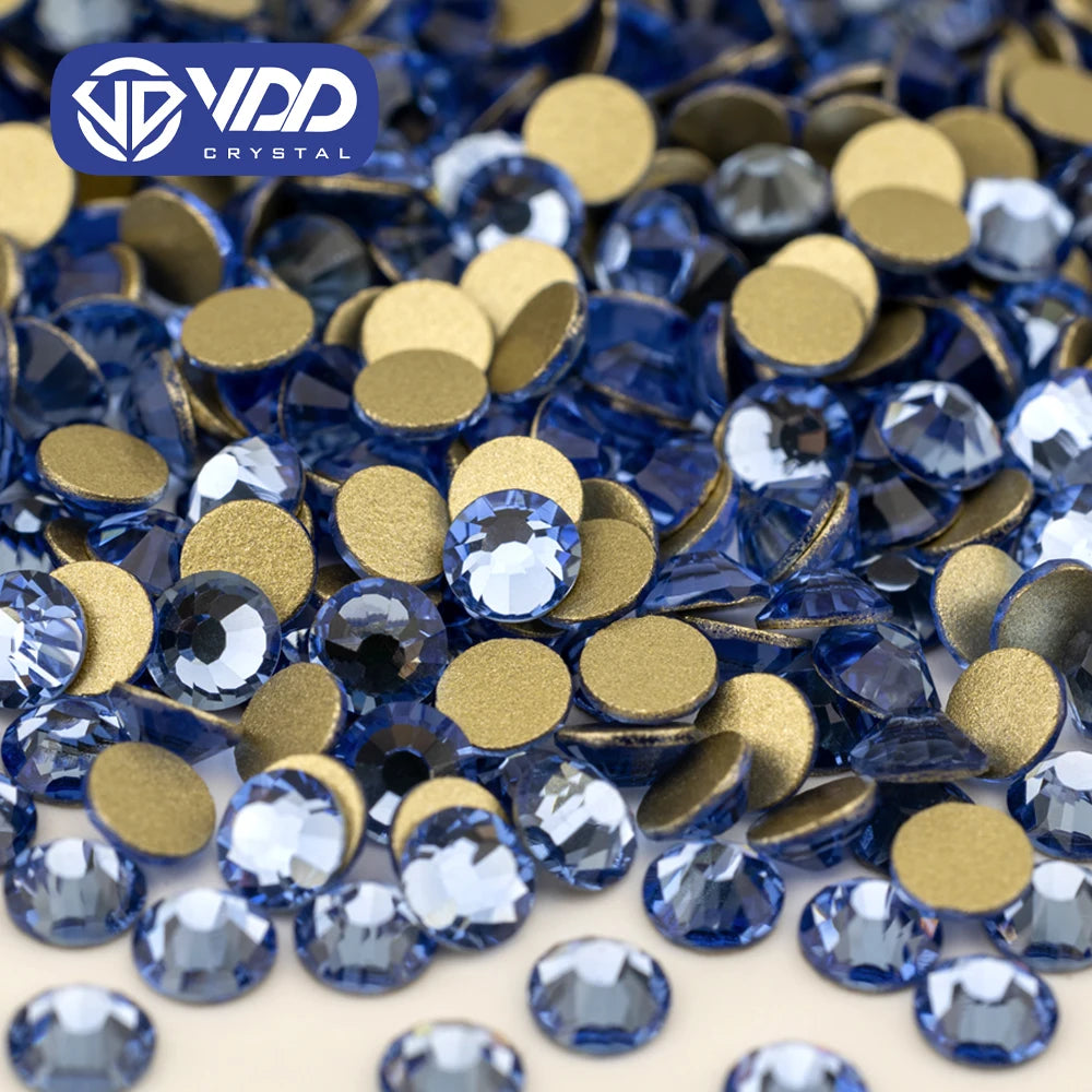 VDD 028 Lt.Sapphire High Quality Glass Rhinestones Crystal Glod Back Flatback Strass Stones Nail Art DIY Crafts Decorations