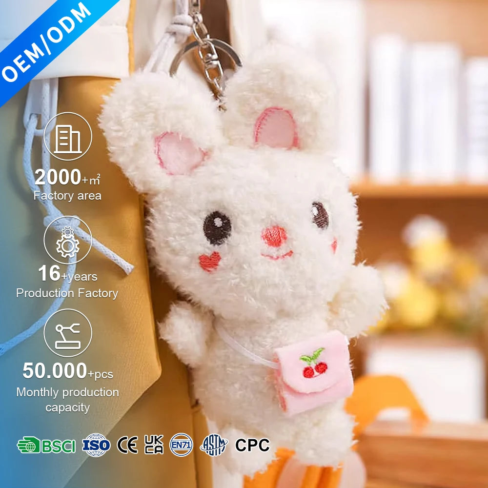 Wholesale Popular Cute Rabbit Plush Doll Pendant Toys Custom Luxury Plush Toys Key Chain Accessories for Book Bag