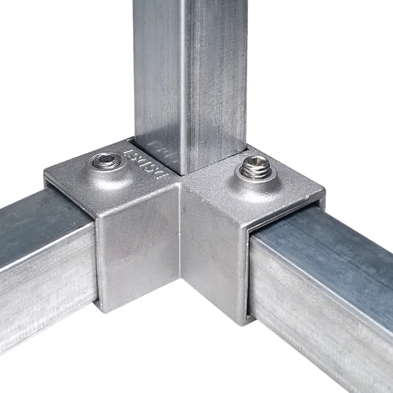 Various Size Aluminum Square Tube Connector No Weld Fitting Outlet 3 Way Hanger Fastener