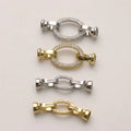 Jewelry Findings Gold Plated Zircon Clasp Connector Delicate Hole with Two End Caps for Pearls Bracelet Making
