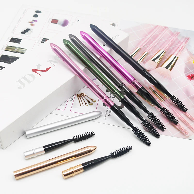 Best Sell Colorful Eyebrow Brush Reusable Eyelash Mascara Wands with Cover Lash Retractable Makeup Spoolies Brush Private Label