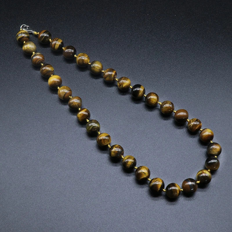 Natural Round Red Agate Stone Beaded Woven Knotted Choker Necklaces Crystal Quartz Fashion Jewelry for Men Women