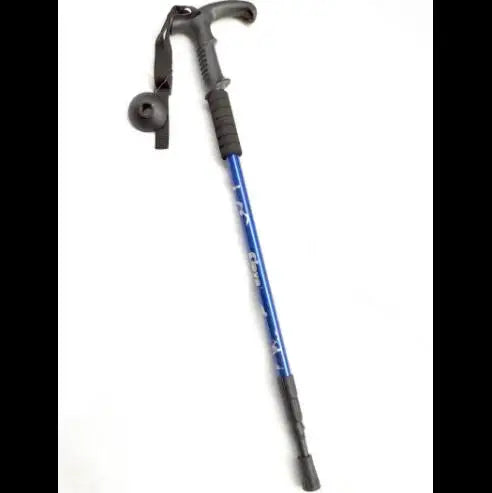 Blue Color T Style Handle Aluminum Alloy Three-section Shock-absorbingtrekking Pole Outdoor Walking Stick Hiking EDC Supplies