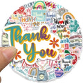 2022 New Inspirational 'Thank You' PVC Stickers 50Pcs Waterproof Non-Repeating Decorative Designs for Suitcase Notebook UV