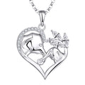 LULUFOCUS 925 Sterling Silver Lucky Cute Animal Cubic Zirconia Double Elephant Heart Necklace for Women