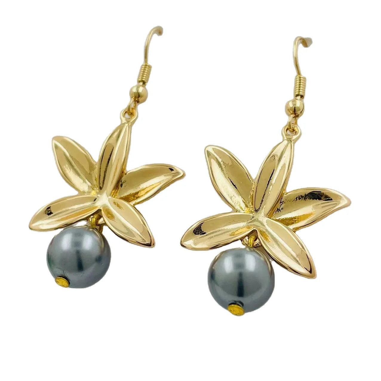 KH04 Flower Pearl Earring Tropic Jewelry Wholesale Gold Filled Hook With Shell Fresh Water Pearl for Hawaiian Samoan Polynesian
