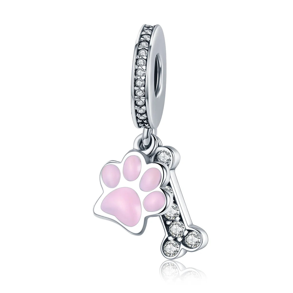 Fashion Collection 925 Sterling Silver Animal Dog Footprint & Dog Bone Pendant Charm Fit Beads Bracelet DIY Women Jewelry SCC452