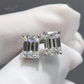 Silver 925 Original Emerald Brilliant Cut Total 6 Carat Pass Diamond Test D Color Moissanite Wedding Stud Earrings Fine Jewelry