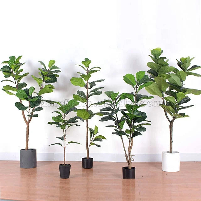 Artificial Plant Plastic Fiddle Leaf Fig Plant Natural Artificial Ficus Trees Potted Green Plants Artificial Bonsai for Decorate MegaBDM