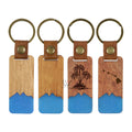 Hand Carven Wooden Crafts Resin Print Key Chain Sculptural Animal Key Chains Handmade Wood Carvings Wooden Keychain
