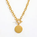 Joolim Jewelry 18K Gold Plated Coin Pendant Toggle Necklace Stainless Steel Jewelry Wholesale