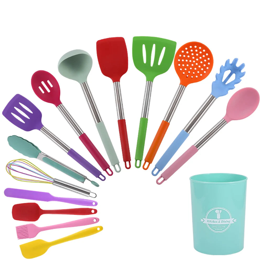 Silicone Cooking Baking Kitchen Utensil Set BFJM212 for Nonstick Cookware Spatula Spoon Whisk