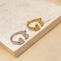DAIHE Heart Shaped Opening Ring 18K Gold Plated Stainless Steel Fashion Women's Jewelry for Girls