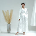 2026 New Luxury Muslim Clothing Unique Satin Slip Dress and Open Abaya Set Turkey Style 2 Piece Modest Abaya Women Muslim Dress