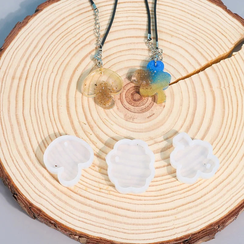 Mushroom Cloud Clover Necklace Pendant Resin Mold for Earrings Jewelry Making DIY