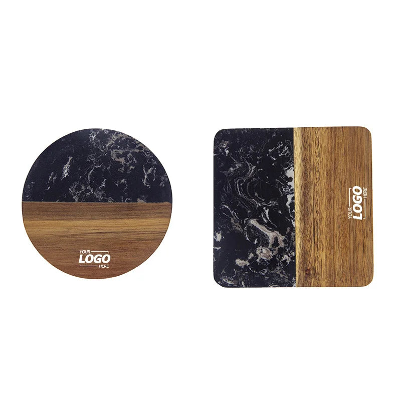 Marble and Acacia Wood Coasters for Table Protection Stylish Drink Coasters for Home Decoration