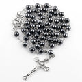 Non-Magnetic Black Gallstone Rosary Necklace Retro Cross Catholic Supplies Religious Wholesale Rosary