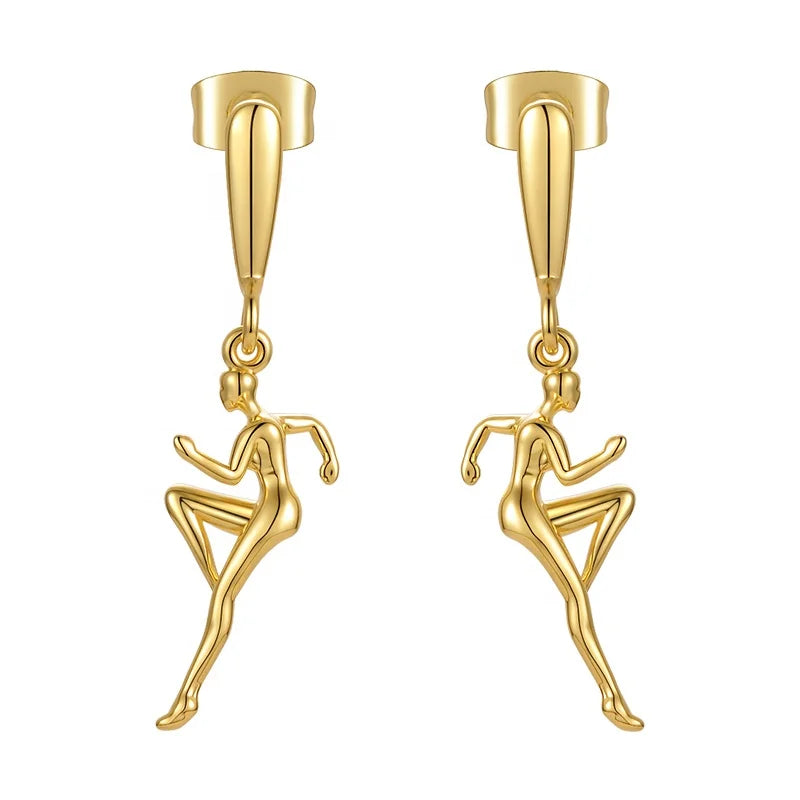 Original Design High Quality 18K Gold Plated Brass Jewelry Athlete Dancer for Women Drop Accessories Earrings E221373