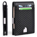 Customize Mens Front Pocket Money Clip Wallet Rfid Blocking Carbon Fiber Wallet Id Window Large Capacity Wallet