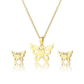 Fashion Butterfly Necklace Earring Set Butterfly Collar Chain Gold Plated Stainless Steel 2Piece Jewelry Set Cross Border Source
