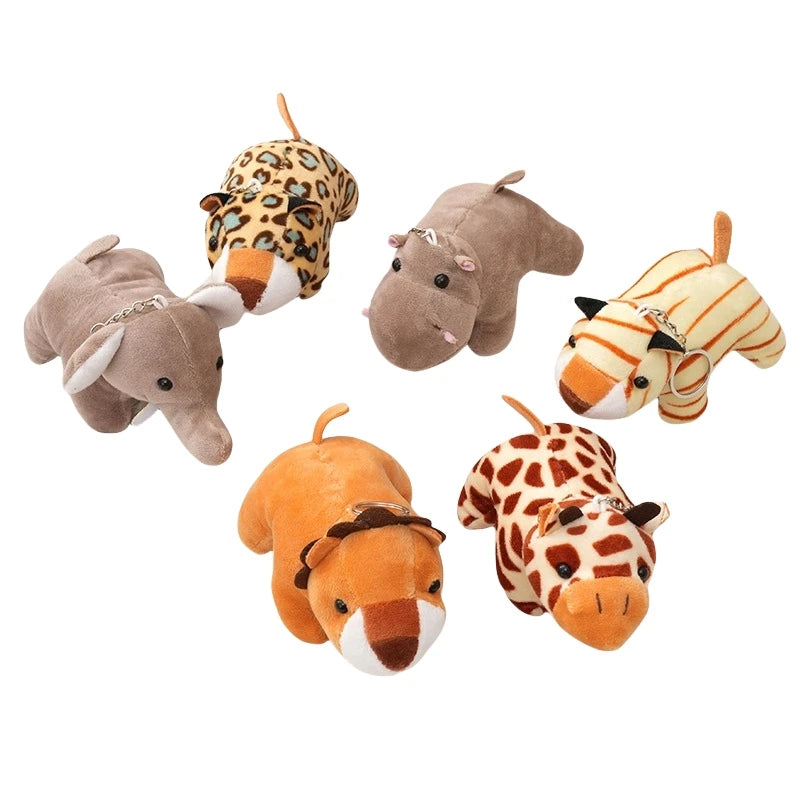 Stuffed Animals Toys Plush Hippo Keychains Toys Forest Animal Dolls Key Chains Lion Giraffe Hippopotamus Jungle Animals Keychain