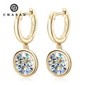 Chasau New Gold Hoop Earrings Genuine 925 Silver 1CT 2CT 3CT Moissanite Drop Earring Wedding Jewelry With Certificate
