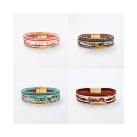 Bracelet Natural Gravel Accessory Ladies Magnetic Bracelet Multi-layer Leather Hand New Design Bracelet