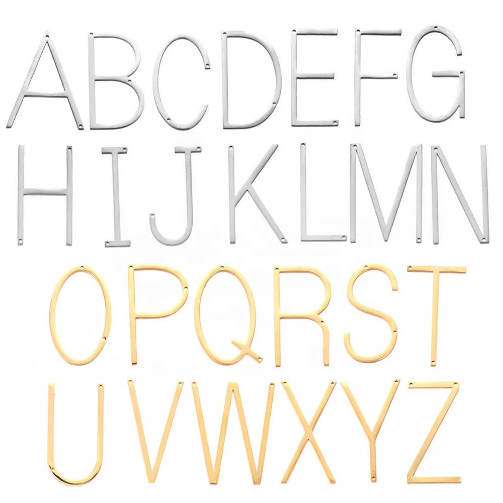 5Pcs Fashion Stainless Steel English Alphabet Charms Pendants for Jewelry DIY Necklace Earrings Findings Wholesale