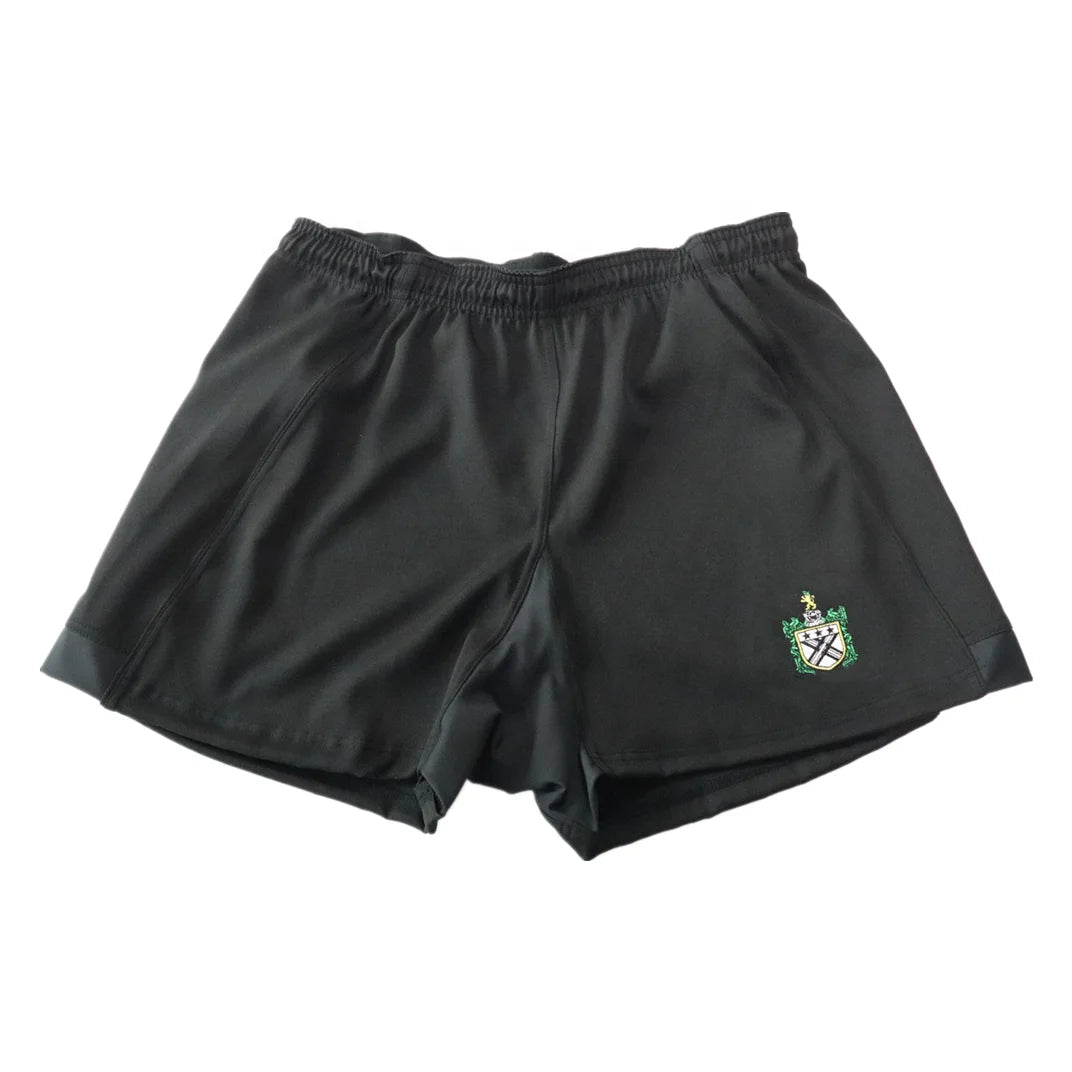 High Quality Custom Embroidered Cotton Twill Drill Breathable Plus Size Mens All Black Touch Rugby Shorts with Tag