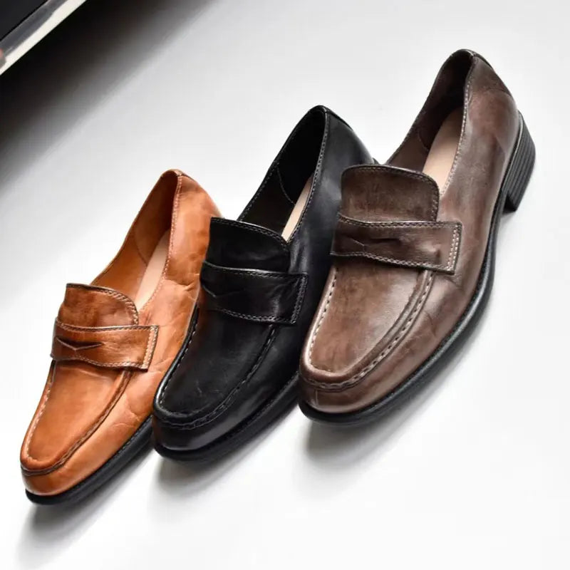 Custom Brand Horse's Skin Office Shoes Ladies Trendy Flats Handmade Leather Shoes 2024 New Design Luxury Women Shoes