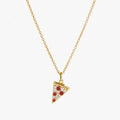 Niche Personalized Design Pizza Pendant Waterproof Hypoallergenic Red Zircon Diamond Collarbone Chain Necklace for Women
